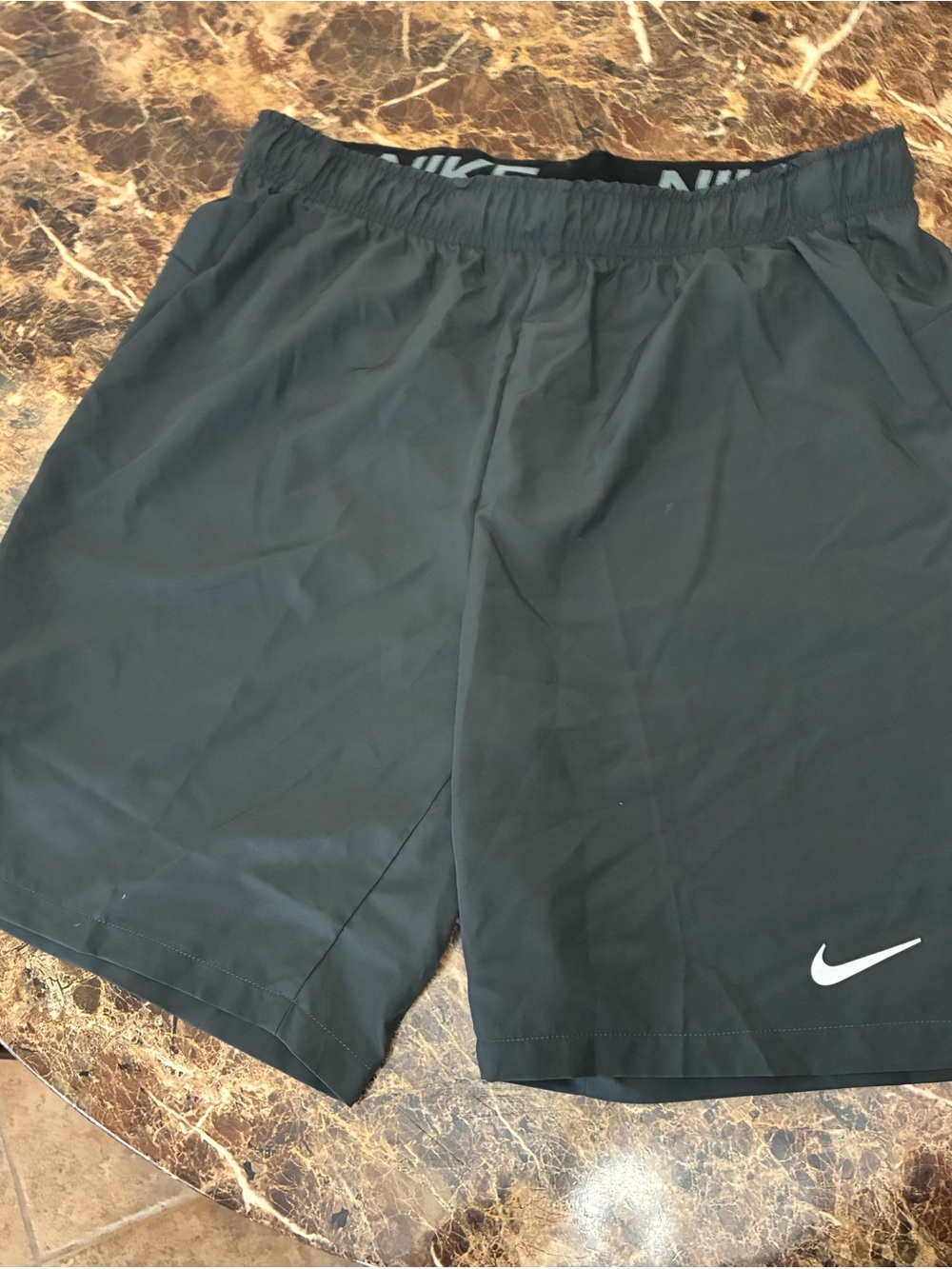 Nike Black Athletic Training Shorts with White Swoosh